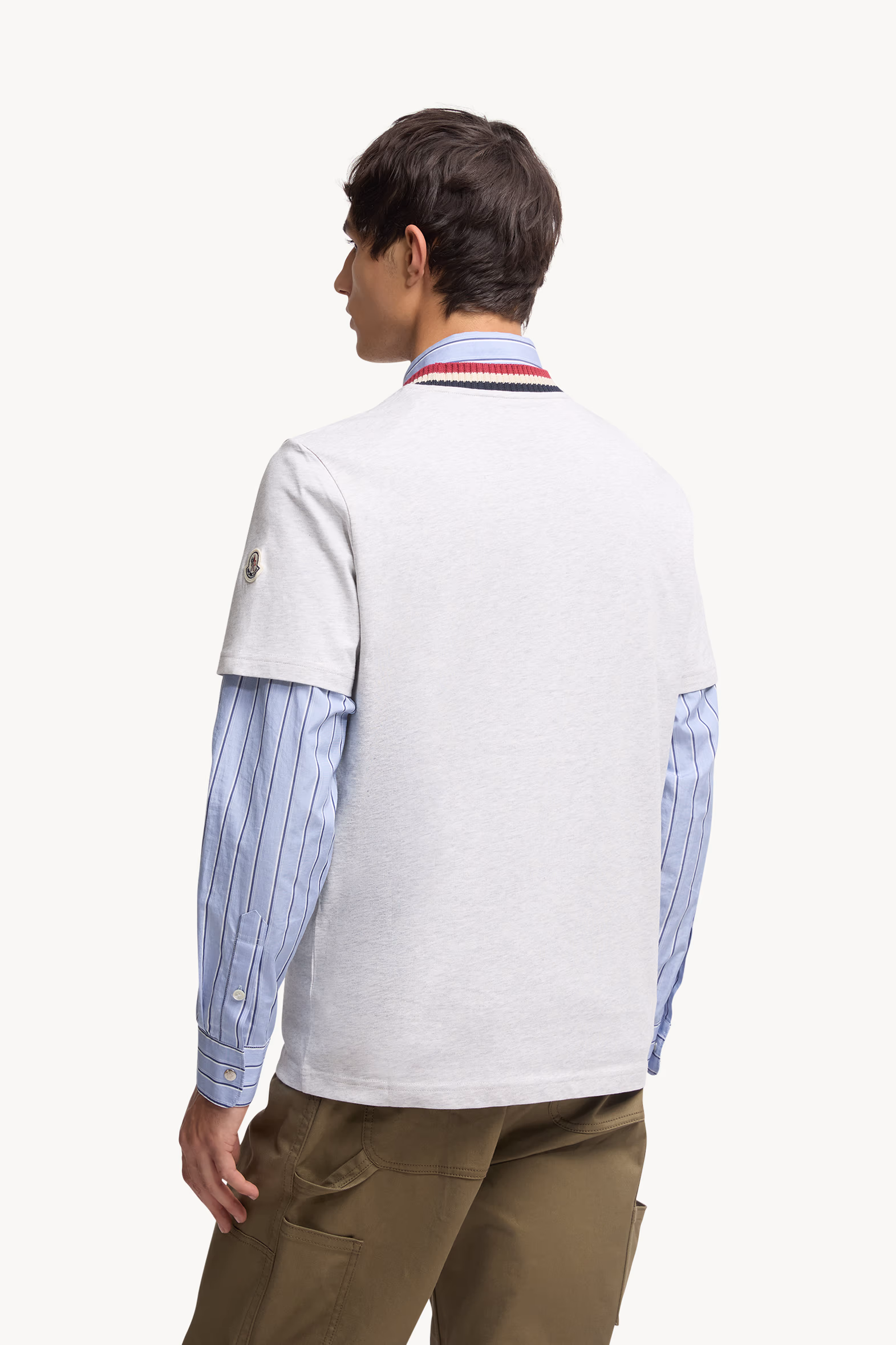 T-shirt en coton à logo brodé Hommes Gris Moncler 5